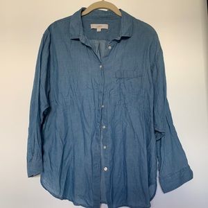 LOFT blue button down woman’s shirt